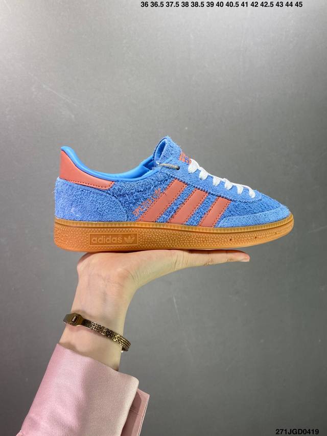 Ad Originals Handball Spzl 蓝橙 原装公司级 外贸鬼佬指定订单 Ad Handball Spezial， 选用麂皮制作鞋身，附装饰鞋侧