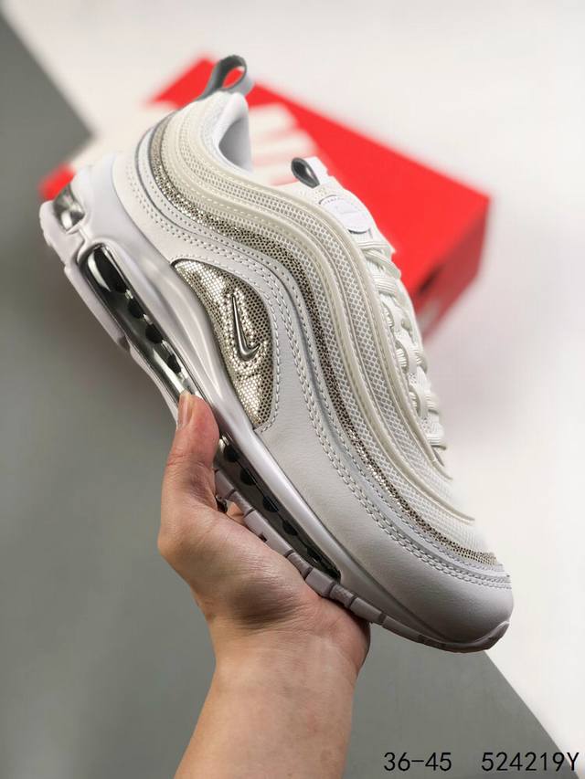 公司级真标带半码！ 耐克 Nike Air Max 97 小勾子弹复古全掌气垫休闲运动鞋，正确子弹头鞋型 鞋身swoosh视觉呈现效果。 以创新搭载可视全掌ma