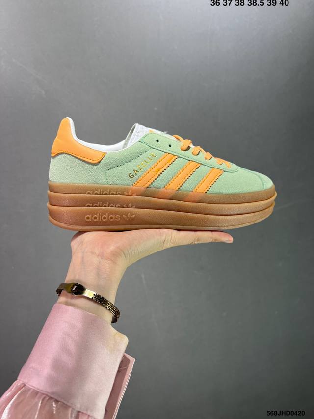 公司级ad Originals Gazelle Bold W 羚羊松糕系列复古百搭厚底增高低帮休闲运动板鞋“翻毛玫粉白生胶底” 新的一年就要换新的打扮啦！除了设