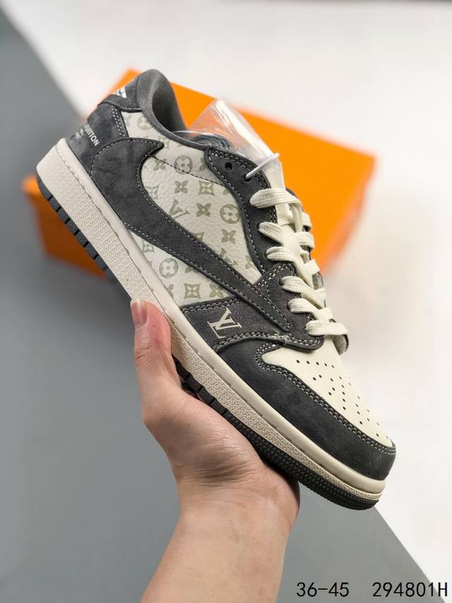 公司级真标带半码！ 乔丹air Jordan 1 Low Aj1 Wh 乔1 倒钩 Lv联名 低帮复古文化休闲运动篮球鞋。凭借出色的性能和吸睛的外观， Air