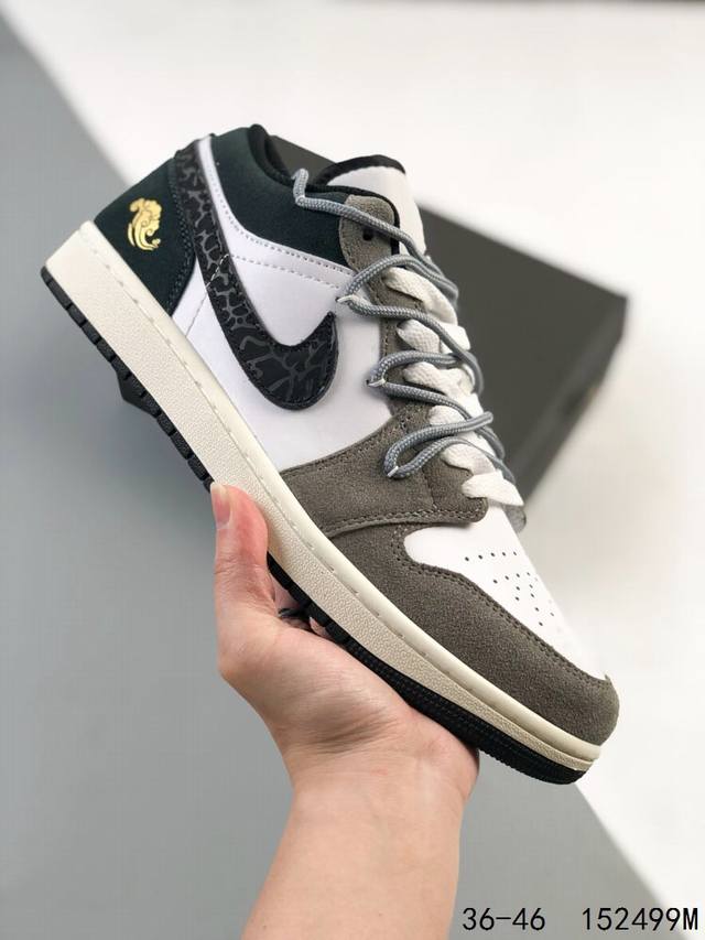 真标带半码！ 乔丹air Jordan 1 Low Aj1 Wh 乔1 绑绳绑带 低帮复古文化休闲运动篮球鞋。凭借出色的性能和吸睛的外观， Air Jordan