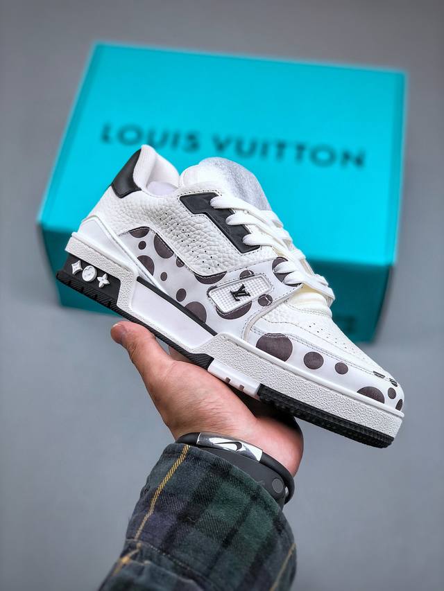 毒盒版本 Louis Vuitton Trainer Sneaker Low 空胶工艺 低帮复古休闲运动文化百搭篮球板鞋 Virgil Abloh 从复古篮球鞋