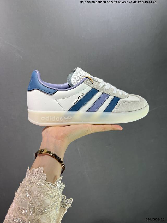 Adidas Originals Gazelle Indoor 三叶草休闲防滑耐磨低帮板鞋 纯原版本 鞋头出色设计 塑就出众贴合感 稳固的后跟贴合足部曲线设计