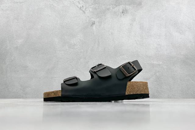 Bk版 德国凉鞋品牌 博肯 Birkenstock Rio 软木底凉鞋，采用其特有的鞋床设计，贴合脚面穿着舒适，Birkenstock Milano中性软木鞋底