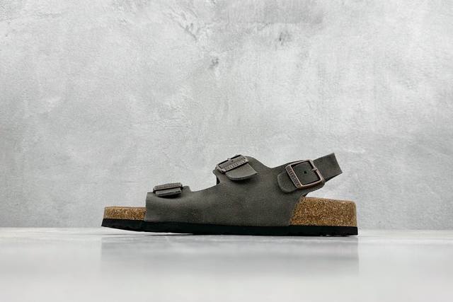 Bk版 德国凉鞋品牌 博肯 Birkenstock Rio 软木底凉鞋，采用其特有的鞋床设计，贴合脚面穿着舒适，Birkenstock Milano中性软木鞋底