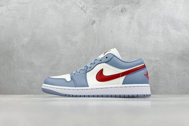 Vt版 Air Jordan 1 Low Blue Grey Dune Red 白蓝红 官方同步新色 原装级产物 拒绝公底 立体鞋型 细节完美 高清洁度 购置公