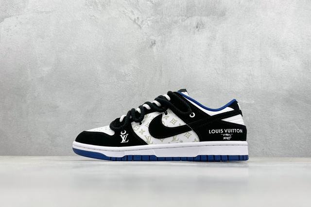 Lv X Nike Dunk Low 米白黑勾 此款主张打破传统的工业化流水线设计限制，以made By Ideas的超级创意为理念，集结众多潮流设计师，结合时