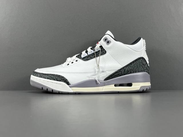 渠道优势，支持代发！ X版：顶级aj3 白灰 Jordan Air Jordan 3 Lvory 头层牛皮 中帮 防滑减震耐磨 潮流复古篮球鞋 男款 货号：Ct