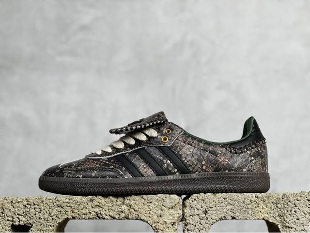 放店私 Wales Bonner X Adidas Originals Samba Classic Snakeskin 阿迪桑巴舞系列绅士德训足球百搭皮革板鞋“