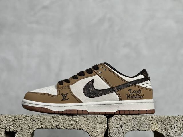 放店私 Nk Sb Dunk Low Lv联名-棕黑老花 周年高端定制 低帮休闲板鞋 Dq1098-342 #定制鞋盒 大厂纯原品质出货 超高清洁度 皮料切割干