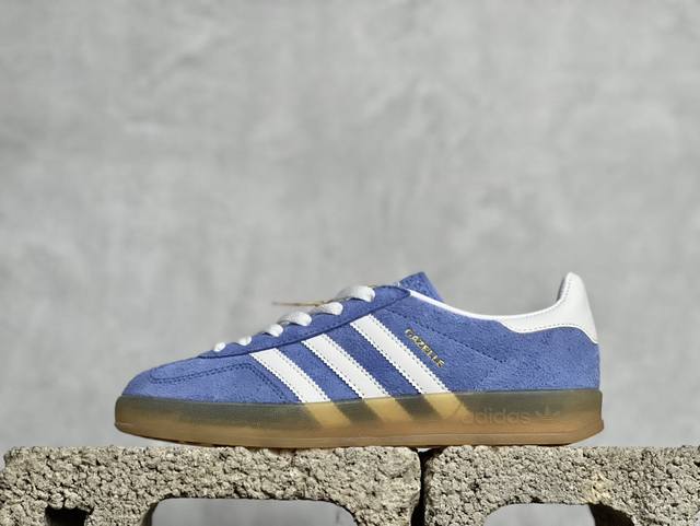 S2 放店私 Ad Original Gazelle Indoor Trainers 瞪羚室内鞋系列低帮复古百搭休闲运动德训风板鞋 蓝白 Hq8717高端零售特