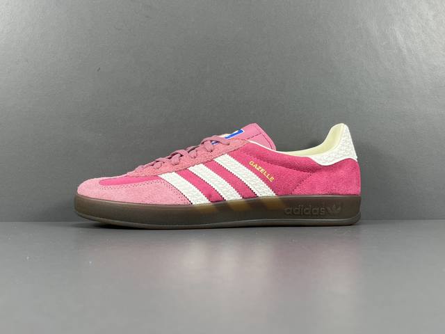 P 渠道优势 专柜版 阿迪 阿迪达斯adidas Gazelle Indoor Trainers 羚羊内训系列低帮复古百搭休闲运动德训风板鞋“麂皮学院白粉生胶底