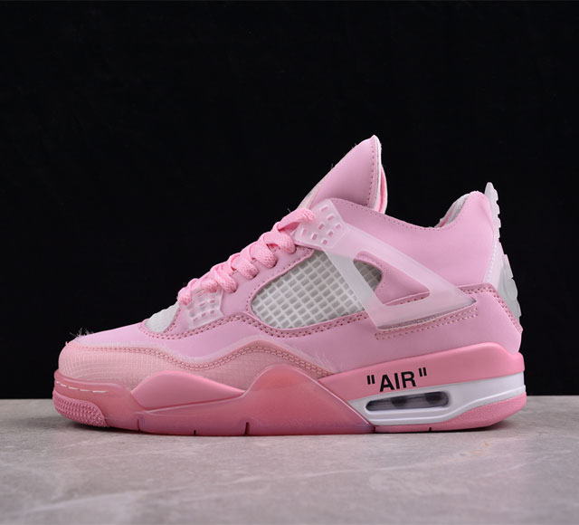 Off-White X Air Jordan Aj4 Retro'Cream Sail'“Ow鞋款采用黑灰色货号：Cv9388-105 运用红色进行视觉效果上呼