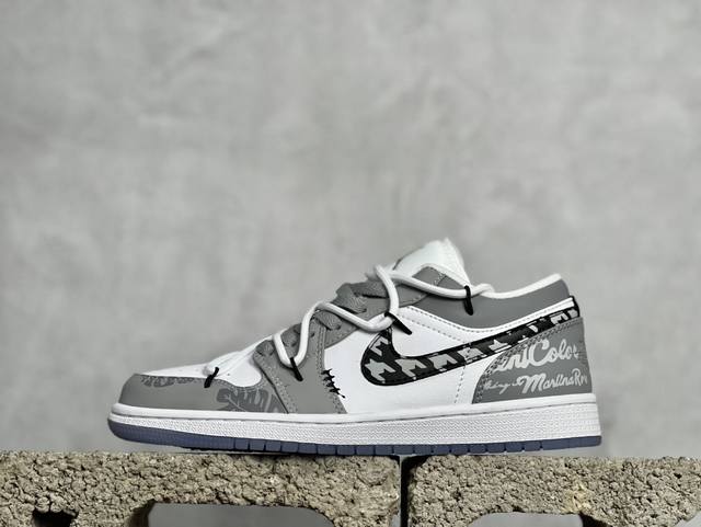 Air Jordan 1 Low Wolf Grey 低帮 Diy定制乔丹1代 Aj1 乔1 低邦 联名乔丹篮球鞋系列 夏季新品“Dior灰”，这款鞋子的配色神