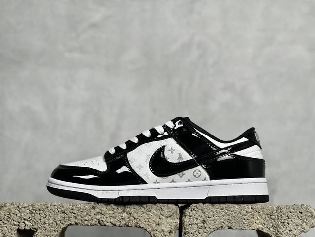 Nk Sb Dunk Low Lv联名-漆皮黑勾印花 周年高端定制 低帮休闲板鞋 Dq1098-358 #定制鞋盒 大厂纯原品质出货 超高清洁度 皮料切割干净无