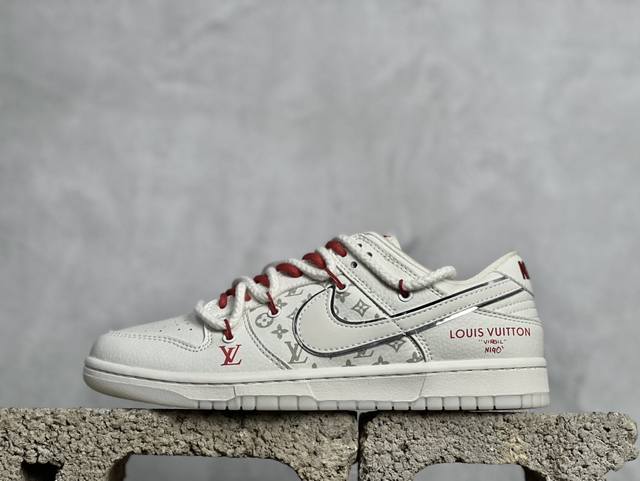 Nk Sb Dunk Low Lv联名-米白白勾三花 周年高端定制 低帮休闲板鞋 Sj2068-242 #定制鞋盒 大厂纯原品质出货 超高清洁度 皮料切割干净无