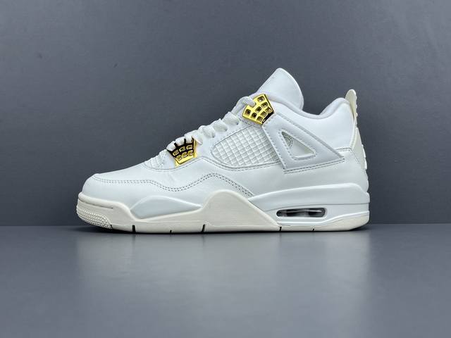 P 供货稳定，欢迎主推！ Og版：乔4 Jordan Air Jordan 4 Metallic Gold 耐磨 中帮 复古篮球鞋 女款 白色 货号：Aq912