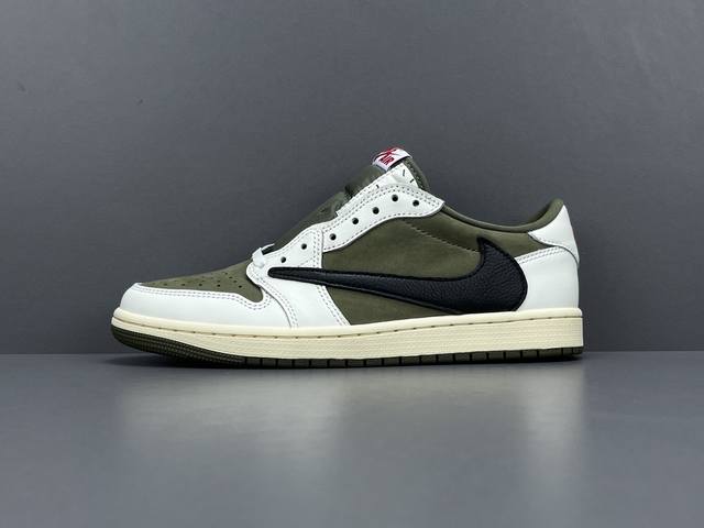 P 渠道优势，！ 东莞产：顶级aj1 白黑绿 莞产 Travis Scott X Jordan Air Jordan 1 Low Og 倒钩 防滑低帮复古篮球鞋