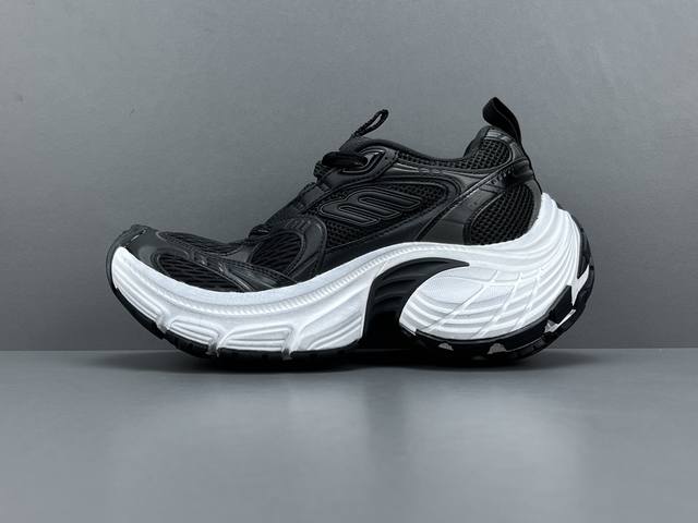 P 渠道优势，！ 外贸版：巴黎世家 黑灰 Balenciaga 巴黎世家 10Xl 网布 圆头系带 低帮户外概念鞋，货号：784342 W2Mv1 0217 尺