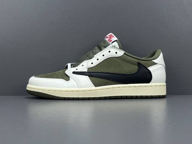 P 渠道优势，！ Pk版：顶级aj1 白绿 莞产 Travis Scott X Jordan Air Jordan 1 Low Canary倒钩 防滑低帮复古篮