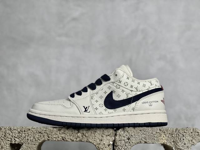 放店私 air Jordan 1 Low Aj1 乔1Lv联名-米橙 高端定制 低帮复古休闲板鞋 Wg8850-001 #定制鞋盒 大厂纯原品质出货 超高清洁度