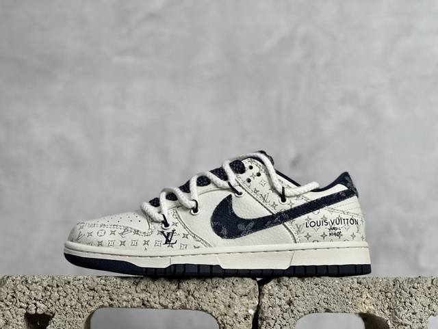 放店私 Nk Sb Dunk Low Lv联名-米蓝勾印花 周年高端定制 低帮休闲板鞋 Sj2068-249 #定制鞋盒 大厂纯原品质出货 超高清洁度 皮料切割