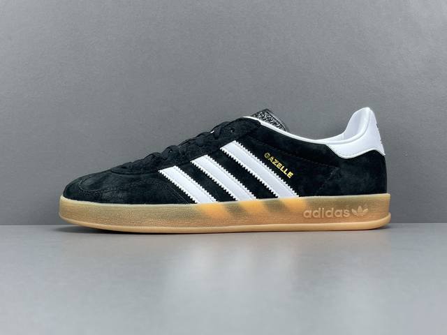 渠道优势 God版 阿迪 阿迪达斯adidas Gazelle Indoor Trainers 羚羊内训系列低帮复古百搭休闲运动德训风板鞋“麂皮学院黑白生胶底”