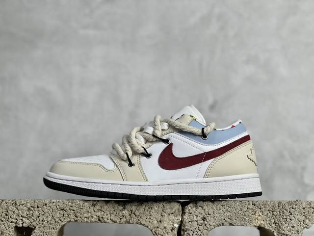 Air Jordan 1 Low 解构抽绳低帮 Aj1乔1低帮休闲板鞋 同步官方配色 市场唯一独家头层皮打造 原鞋原档案开发 原厂皮料 原档冲孔鞋头 正确满胶鞋