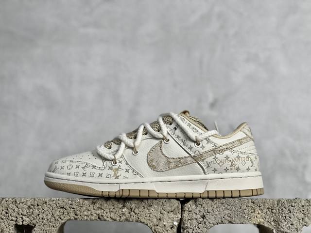 Nk Sb Dunk Low Lv联名-绑带米黄勾 周年高端定制 低帮休闲板鞋 Sj2068-250 #定制鞋盒 大厂纯原品质出货 超高清洁度 皮料切割干净无任