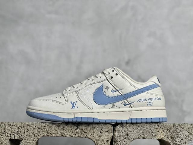 Nk Sb Dunk Low Lv联名-米蓝双勾印花 周年高端定制 低帮休闲板鞋 Cf3688-005 #定制鞋盒 大厂纯原品质出货 超高清洁度 皮料切割干净无