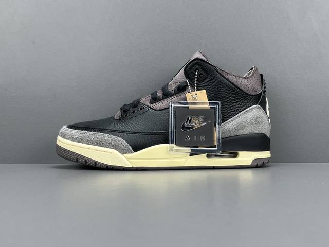 渠道优势 X版 Aj3 A Ma Maniere X Jordan Air Jordan 3 耐磨透气中帮 复古篮球鞋 男款 黑紫 尺码40-47.5 货号fz