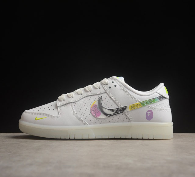 Nk SB Dunk Low BAPE联名-白彩勾小绿勾 周年高端定制 低帮休闲板鞋 JH8039-940 定制鞋盒 大厂纯原品质 超高清洁度 皮料切割干净无任