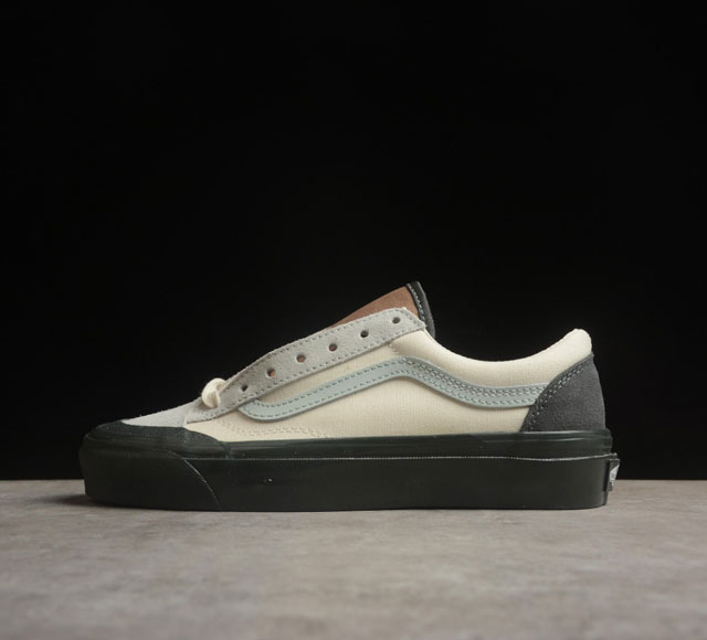 Vans Old Skool Reissue 136 拼色灰蓝白 复古休闲硫化板鞋 货号：VN000MT6DT5 尺码：35 36 36.5 37 38 38.