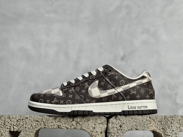 Nk Sb Dunk Low Lv联名-棋盘格棕老花白勾 周年高端定制 低帮休闲板鞋 Sj2068-255 #定制鞋盒 大厂纯原品质出货 超高清洁度 皮料切割干