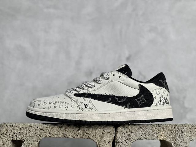 Travis Scott X Fragment Design X Air Jordan 1 Low Og Sp Aj1 乔1 Lv经典黑纹 低帮文化休闲板鞋 S