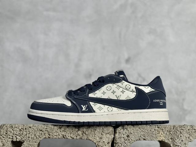 Travis Scott X Fragment Design X Air Jordan 1 Low Og Sp Aj1 乔1 Lv联名深海蓝 低帮文化休闲板鞋