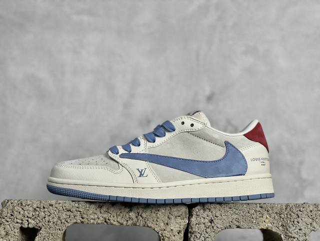 Travis Scott X Fragment Design X Air Jordan 1 Low Og Sp Aj1 乔1 Lv联名米灰蓝红猪八 低帮文化休闲