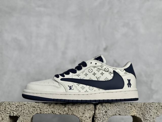 Travis Scott X Fragment Design X Air Jordan 1 Low Og Sp Aj1 乔1 Lv联名米深蓝暴力熊 低帮文化休闲