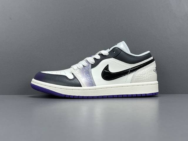 渠道优势 ！ Sd版aj1 Jordan Air Jordan 1 Low Se 减震防滑耐磨 低帮 复古篮球鞋 女款 白黑紫 尺码35.5-44.5 货号hf