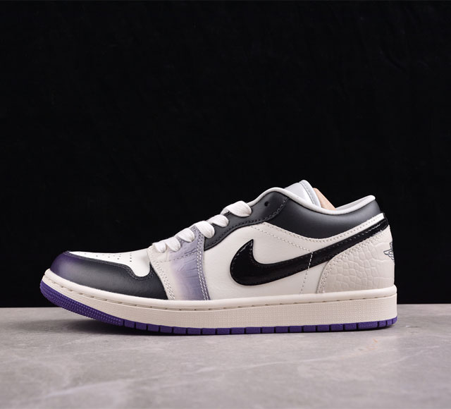 Cj版纯原 Air Jordan 1 Low Purple Aj1 乔1白黑紫 低帮文化休闲板鞋 Hf5759-101 #市售最高品质 原鞋开发 大厂代工流水线