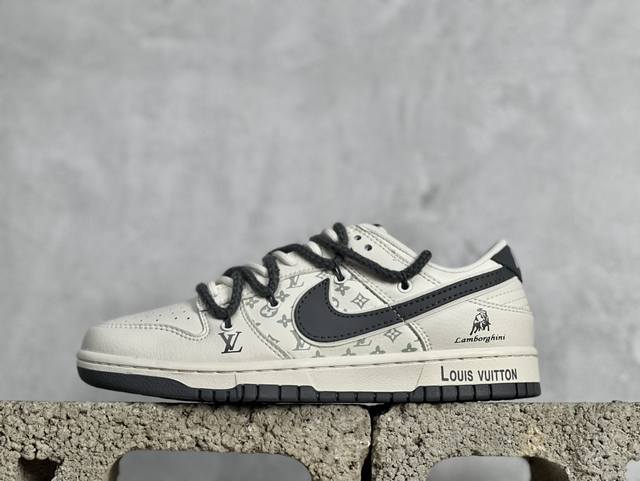 nk Sb Dunk Low Lv联名-绑带兰博基尼米白深灰勾 周年高端定制 低帮休闲板鞋 Sj2068-262 #定制鞋盒 大厂纯原品质出货 超高清洁度 皮料