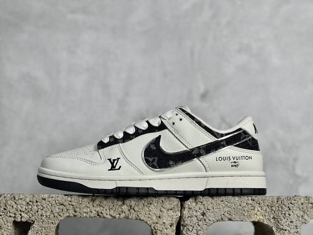 nk Sb Dunk Low Lv联名-米黑牛仔插花 周年高端定制 低帮休闲板鞋 Xb3802-358 #定制鞋盒 大厂纯原品质出货 超高清洁度 皮料切割干净无