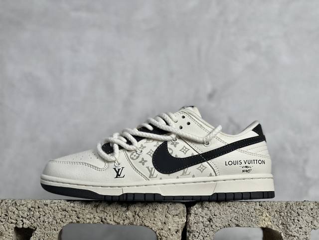 nk Sb Dunk Low Lv联名-绑带老花米黑勾 周年高端定制 低帮休闲板鞋 Sj2068-260 #定制鞋盒 大厂纯原品质出货 超高清洁度 皮料切割干净