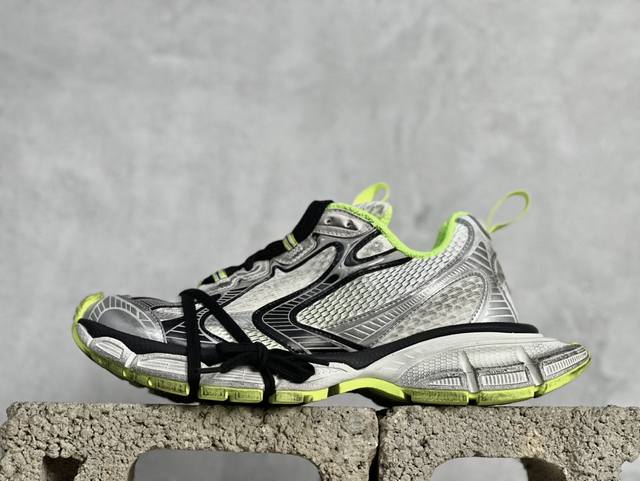 og纯原 Balenciaga 3Xl Sneakers 巴黎世家十代网布系带低帮走秀复古老爹鞋 全套原纸板楦头开发 最原汁原味的灵魂版型 全鞋荧光划线卡点 胶