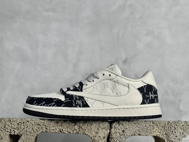 travis Scott X Fragment Design X Air Jordan 1 Low Og Sp Aj1 乔1 Mlb联名-Ny黑印花 低帮文化休