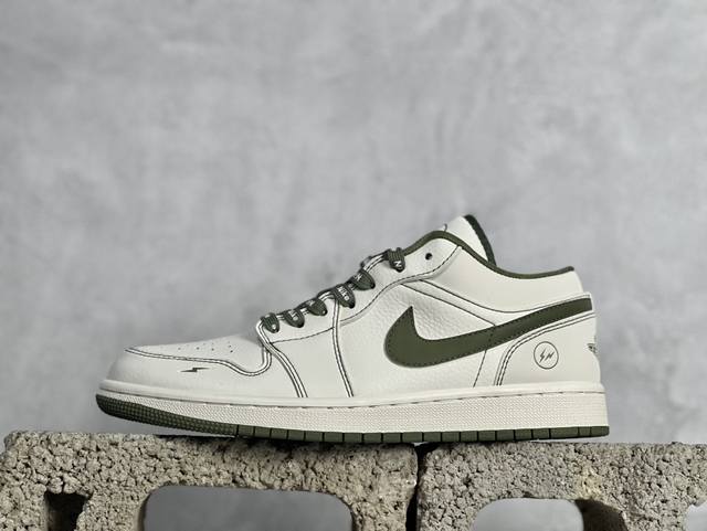 air Jordan 1 Low Aj1 乔1 闪电联名-米白橄榄绿 高端定制 低帮复古篮球鞋 Cf3688-019 #定制鞋盒 大厂纯原品质出货 超高清洁度