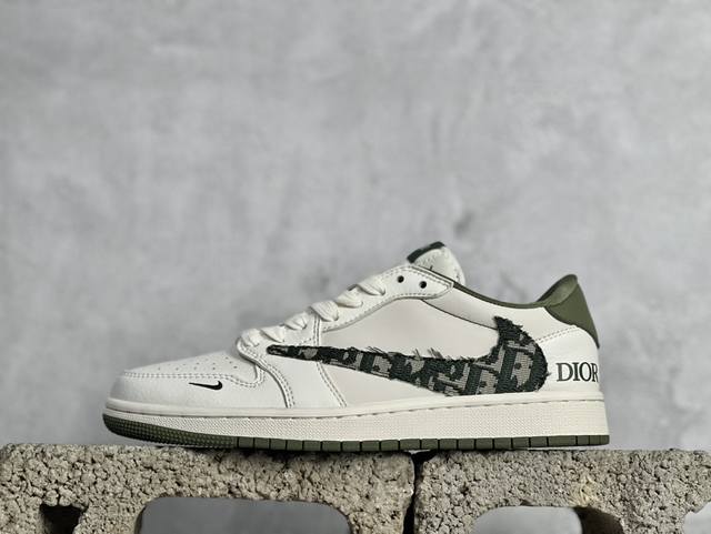 travis Scott X Fragment Design X Air Jordan 1 Low Og Sp Aj1 乔1 迪奥联名-米白绿纹 低帮文化休闲板