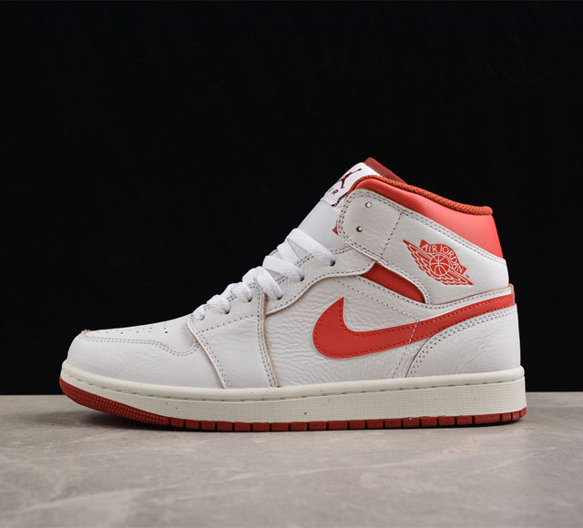 cj 版纯原 Air Jordan 1 Mid Aj1 乔1白橘红 中帮篮球鞋 Fj3458-160 #市售最高品质 原鞋开发 大厂代工流水线打造 公司货既视感