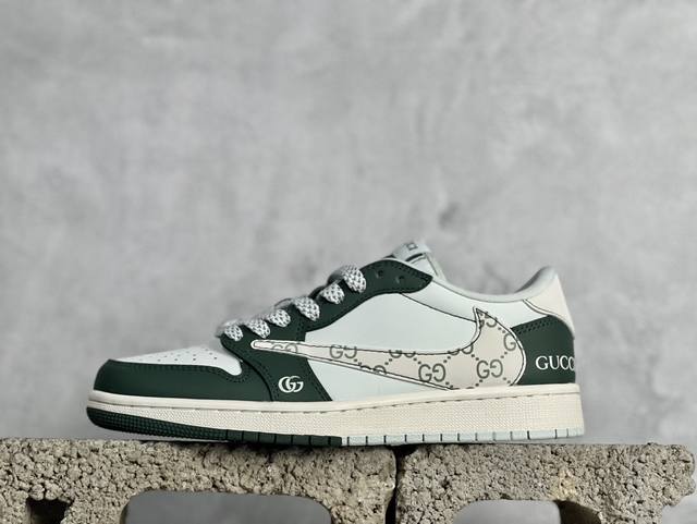 Travis Scott X Fragment Design X Air Jordan 1 Low Og Sp Aj1 乔1 古驰联名-帝王绿 低帮文化休闲板鞋