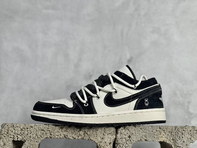 Air Jordan 1 Low Aj1 乔1暴力熊联名-米黑马克线 高端定制 低帮复古篮球鞋 Sj9950-013 #定制鞋盒 大厂纯原品质出货 超高清洁度